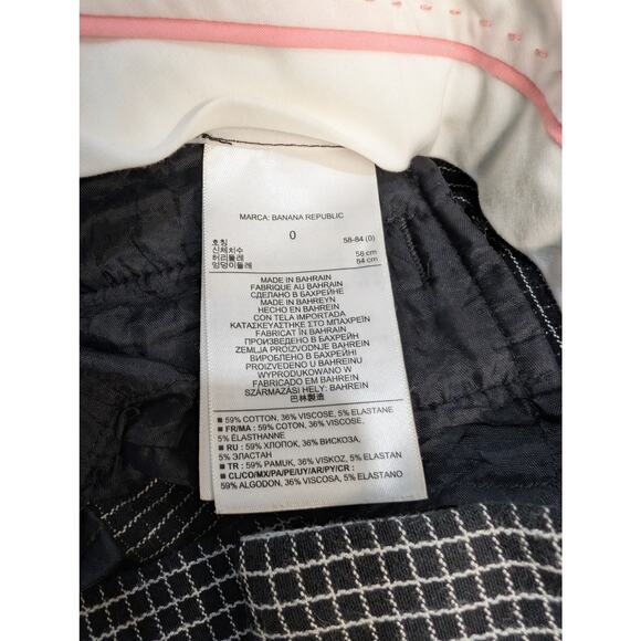 Banana Republic Sloan Fit Windowpane Ankle Pants Black White Size 0 - Picture 8 of 8